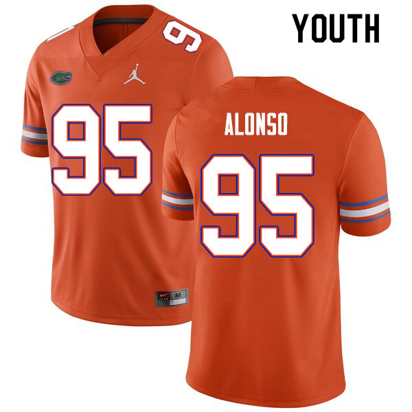Youth #95 Lucas Alonso Florida Gators College Football Jerseys Sale-Orange